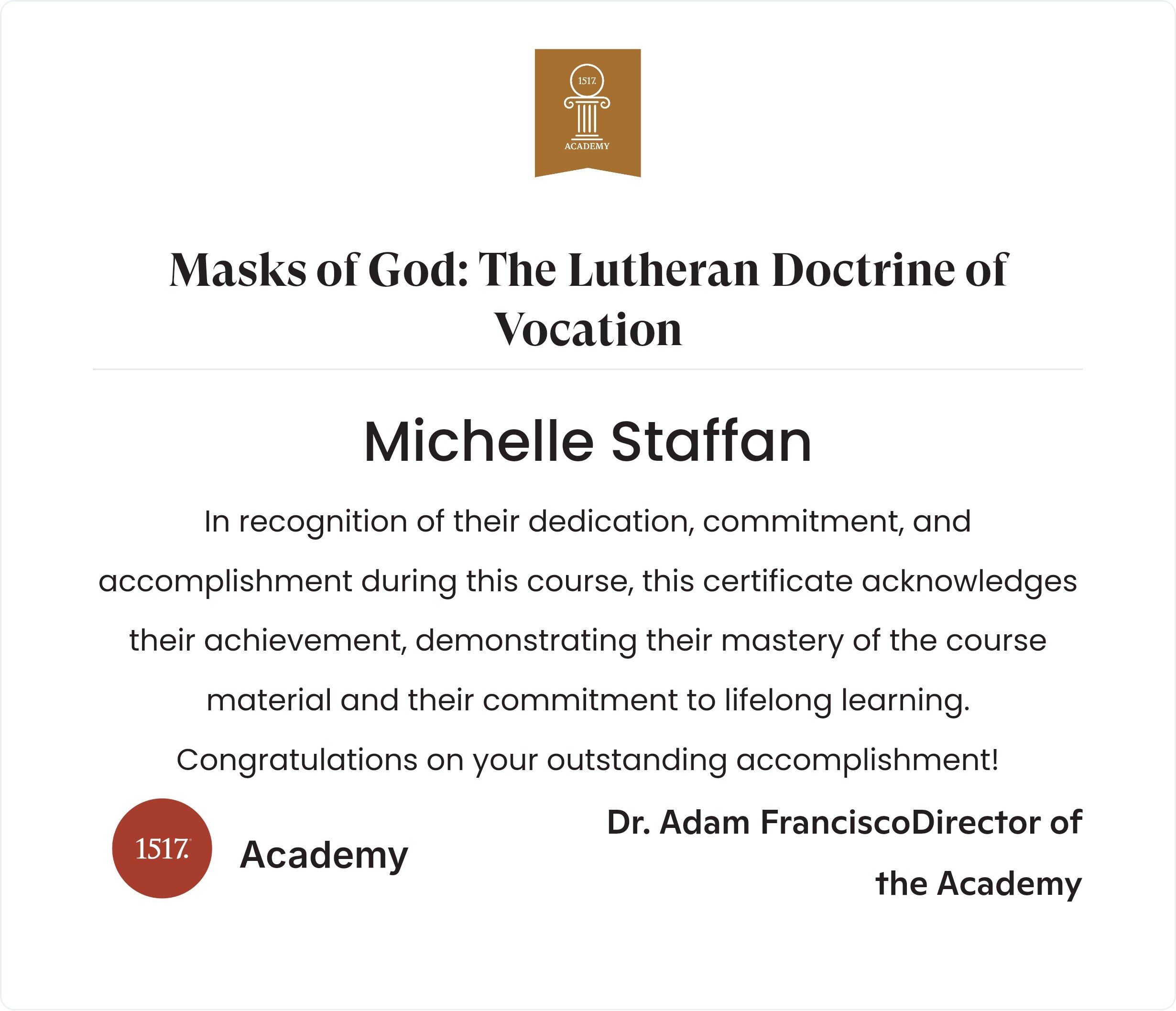 Masks of God...The Lutheran Doctrine of Vocation