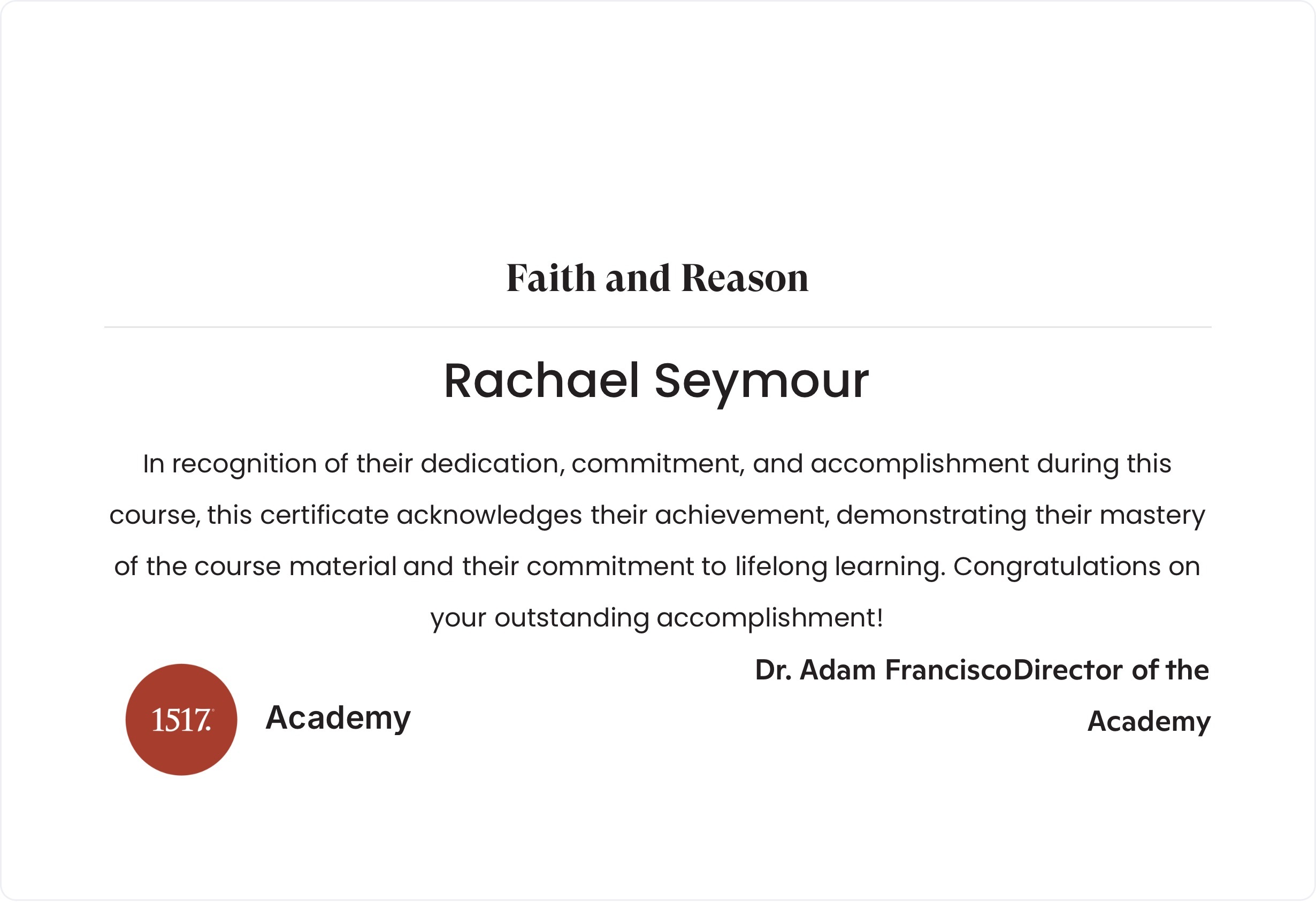 Faith and Reason