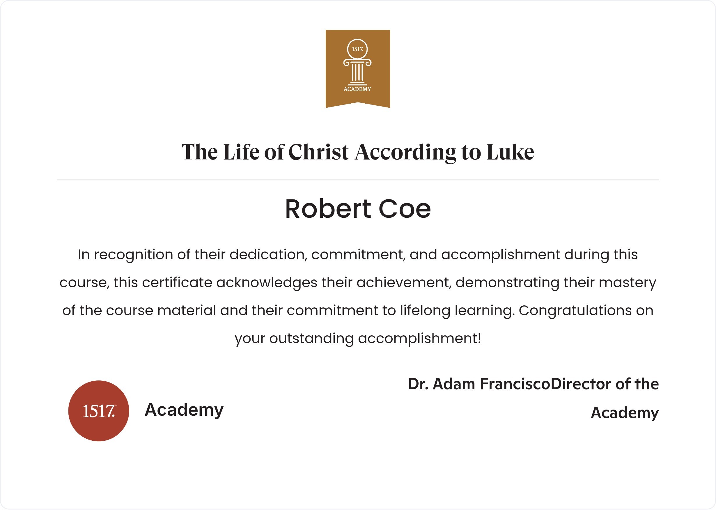 The Life of Christ According to Luke